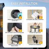 Step-by-step guide to installing outdoor lighting with numbered instructions.